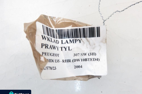 WKŁAD LAMPY PRAWY TYŁ PEUGEOT 307 SW 89026938