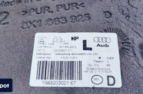 WYGŁUSZENIE ŚCIANY GRODZIOWEJ AUDI A1 8X1863925D
