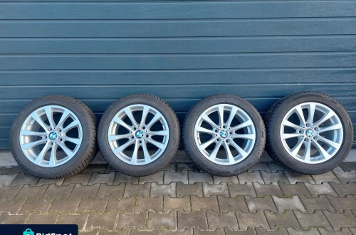 BMW 3 F30 F31 KOŁA FELGI ALUMINIOWE STYLING 395 R17 7.5J ET37 5X120 ORYGINAŁ W BARDZO DOBRYM STANIE OPONY ZIMOWE BARUM POLARIS 5 225/50 R17 DOT20 JAK NOWE !