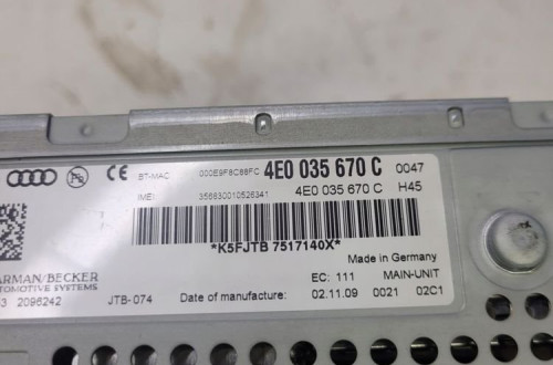 JEDNOSTKA MMI CZYTNIK AUDI A6 A8 Q7 4E0035670C
