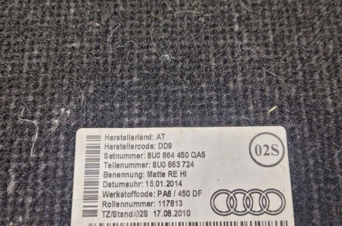 DYWAN DYWANIKI WELUROWE TYŁ AUDI Q3 8U 8U0864450