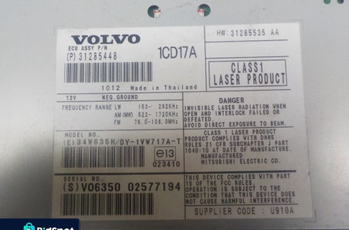 VOLVO C30 RADIO CZYTNIK PŁYT CD VOLVO 31285448