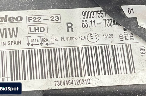 BMW 2 F22 F23 DEKIELEK ZAŚLEPKA REFLEKTORA LAMPY VALEO 73044