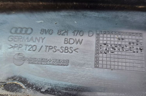 WYGŁUSZENIE BŁOTNIKA PRAWE AUDI A3 8V SEDAN 8V0821170D