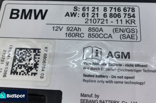 BMW AKUMULATOR AGM BMW 92AH 850A 2019 ROK 8716678 6806754