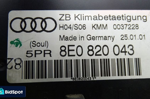 PANEL STEROWANIA NAWIEWU KLIMATYZACJI AUDI A4 B6 1.9TDI 8E0820043