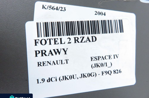 FOTEL 2 RZĄD PRAWY RENAULT ESPACE IV (JK0/1_)