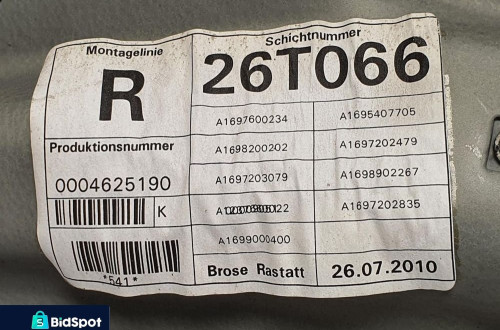 MECHANIZM PODNOŚNIK SZYBY PRAWY MERCEDES W169