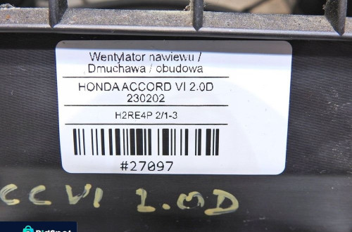 WENTYLATOR DMUCHAWA OBUDOWA HONDA ACCORD VI