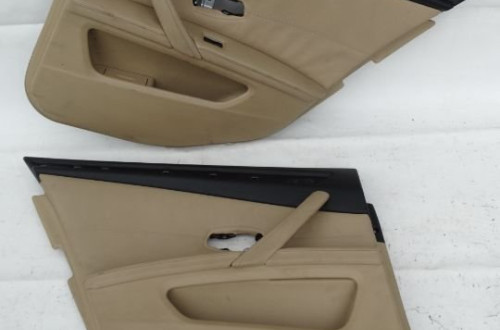 TAPICERKA BOCZEK DRZWI TYŁ LEWY PRAWY SKÓRA BMW E60 E61 LIFT F-VAT