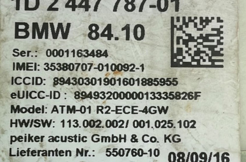 BMW 5 G30 G31 7 G11 G12 MODUŁ TELEMATIC 2447787