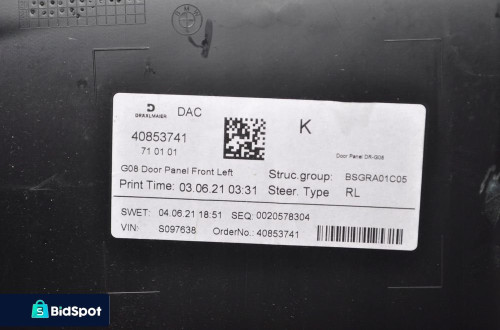 BMW iX3 G08 BOCZEK DRZWI LEWY PRZÓD 21R