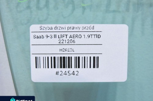 SZYBA DRZWI PRAWY PRZÓD SAAB 9-3 II LIFT