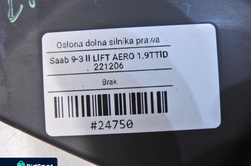 OSŁONA SILNIKA PRAWA SAAB 9-3 II 1.9 TTID 12787168