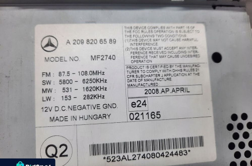 MERCEDES CLK W209 RADIO CD RADIOODTWARZACZ A2098206589