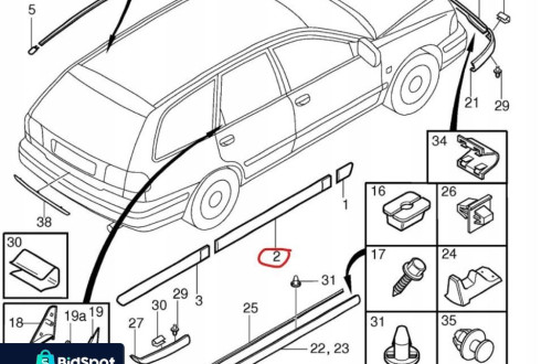 VOLVO V40 00-04 LISTWA DRZWI PRAWA PRZÓD