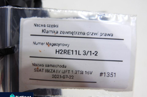 KLAMKA DRZWI PRAWA LX7R SEAT IBIZA IV 6J LIFT