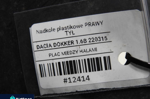 NADKOLE PRAWY TYŁ DACIA DOKKER 767488691R