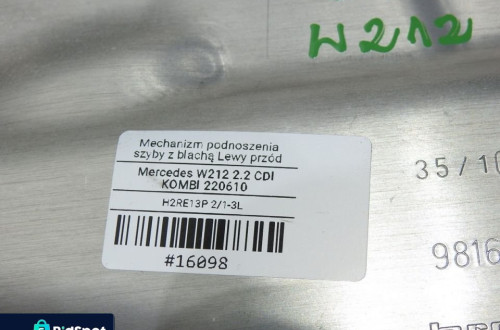 MECHANIZM PODNOŚNIK SZYBY LEWY PRZÓD MERCEDES W212