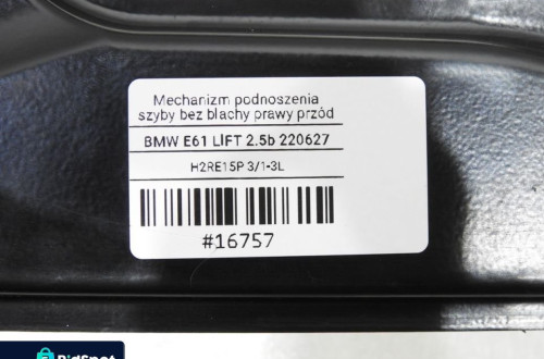 MECHANIZM PODNOŚNIK SZYBY PRAWY PRZÓD E60 E61 LIFT