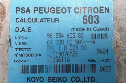 MODUŁ WSPOMAGANIA PEUGEOT 1007 9655460380