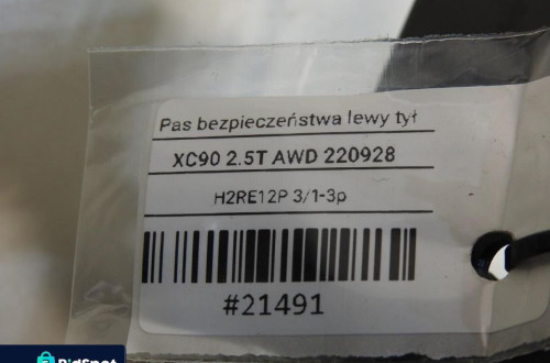 PAS BEZPIECZEŃSTWA NAPINACZ LEWY TYŁ VOLVO XC90 I