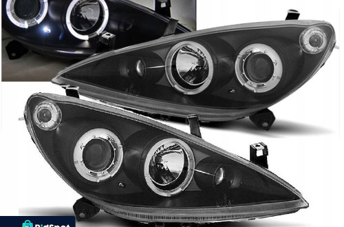 Reflektor Lampy kpl Ringi Angel Eyes Led Tuning Czarne Peugeot 307 01-2005