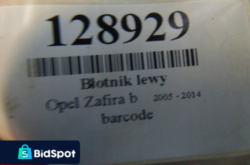OPEL ZAFIRA B BŁOTNIK LEWY