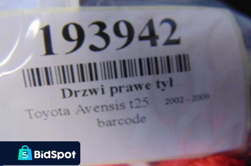 TOYOTA AVENSIS T25 KOMBI DRZWI PRAWY TYŁ