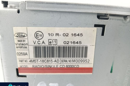 RADIO CD Z KODEM 6000 CD FORD FOCUS MK2 (2004-2007) 4M5T-18C815-AD