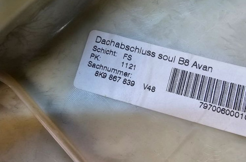 OSŁONA PODSUFITKI AUDI A4 B8 AVANT 8K9867839 V48