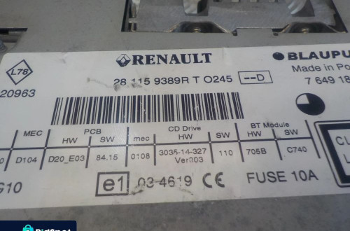 RENAULT RADIOODTWARZACZ 281159389R, 281150743R, 281155040R