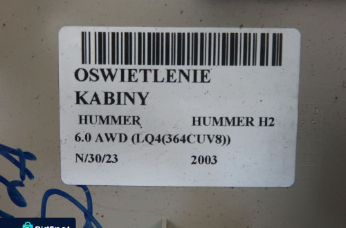 OŚWIETLENIE KABINY HUMMER H2 15065808