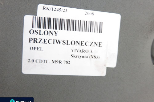 OSŁONA PRZECIWSŁONECZNA PRAWA OPEL VIVARO