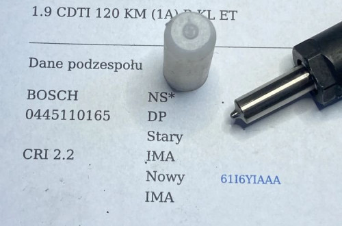 WTRYSKIWACZ TEST NOWY ROZPYLACZ 1.9 CDTI 120 KM 0445110165 WTRYSK SPRAWDZONE IMA VECTRA C SIGNUM ZAFIRA SAAB ASTRA H